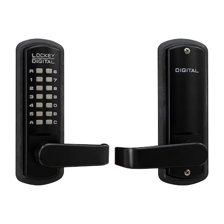 Lockey Usa Lockey Mechanical Keyless Lever Lock with Passage Function and Single Combination Jet Black Finish 3835JBMG