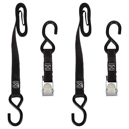 Keeper Tie Down Strap, S-Hook, Black, PK2 05715