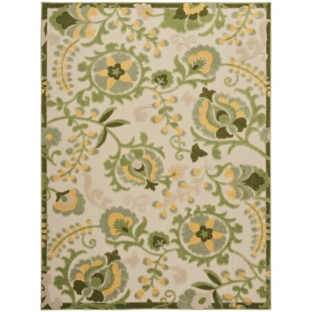 Homeroots 5' X 8' Ivory Green And Yellow Floral Indoor Outdoor Area Rug 548055