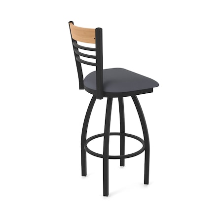 Holland Bar Stool Co Eleanor 25in Swivel Counter Stool with Black Wrinkle Finish, Medium Back and Canter Storm Seat 880