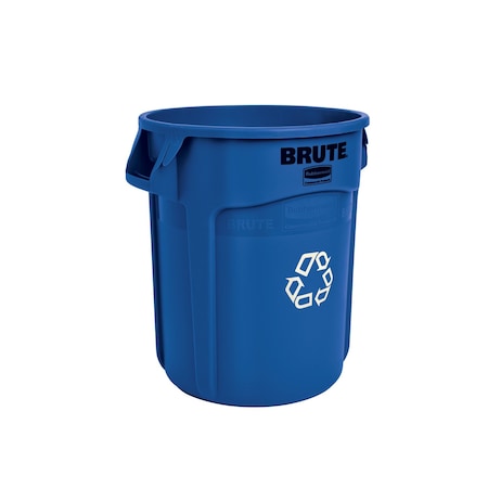 Rubbermaid Commercial 20 gal Round Recycling Bin, Open Top, Blue, Polyethylene, 1 Openings FG262073BLUE