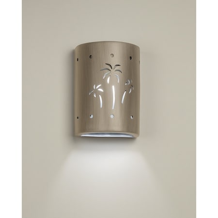 Luxury Lighting Mirage Flats 8.5 in Ceramic Outdoor Wall Light, Palm Tree Cutouts, Rubbed Pewter Paint Finish, 2PK (2) 100-22B-APew-ud-7-17
