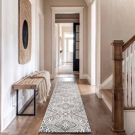 World Rug Gallery Tribal Pattern Runner Rug 2 ft 3 in x 12 ft Cream WR141CREAM27X12