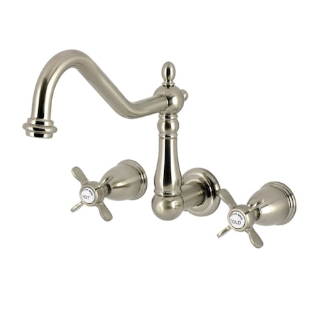 Kingston Brass Two-Handle Wall Mount Tub Faucet, Brushed Nickel KS1028BEX