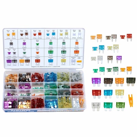 Neiko Car Fuse Master Assortment Set, 300pc, Fast Acting, Auto Fuses Kit, Standard, Micro & Mini Sizes 50501A