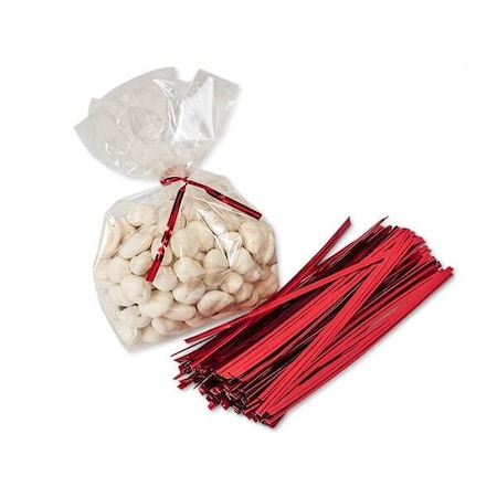 Nashville Wraps 6 Inch Metallic Red Twist Ties, 1000PK MTTR6