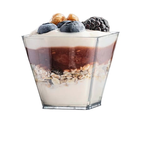 Smarty Had A Party 3.5 oz. Clear Square Disposable Plastic Mini Cups with Lids (288 Cups), 288PK 2638-CASE