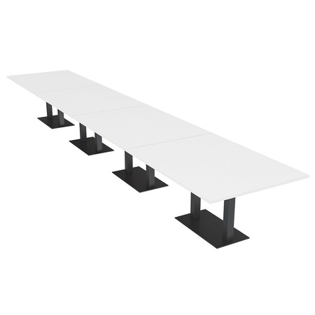 Skutchi Designs Rectangle Conference Table With Power Unit, 48 in W, 264 in L, White HAR-REC-48X264-DOU.BK-W960-NA