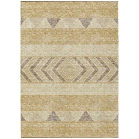 Homeroots 9' X 12' Gold Taupe And Beige Southwestern Washable Indoor Outdoor Area Rug 613907