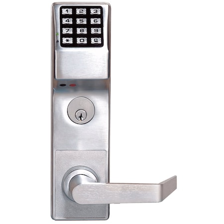 Alarm Lock Pushbutton Exit Trim, 2000 Users, 40,000 Event Audit Trail, Weatherproof, Straight Lever, for Corbi ETDLS1G/26DC50