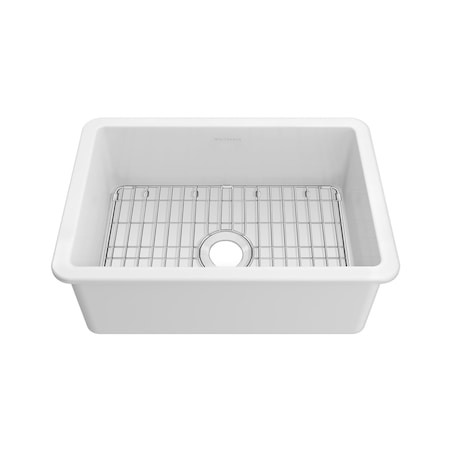 Whitehaus Collection Undermount/Drop-in Fireclay Kitchen Sinks, Stainless Steel Grid Included WHUF2819