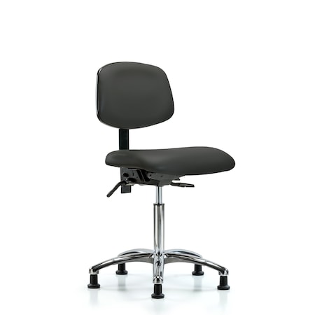 Blue Ridge Ergonomics Chair, Vin, Med Bench, Chr Tilt Glides, Gry, No Arms, 22" to 29" Height, Charcoal BR-VMBCH-CR-T1-A0-NF-RG-8605