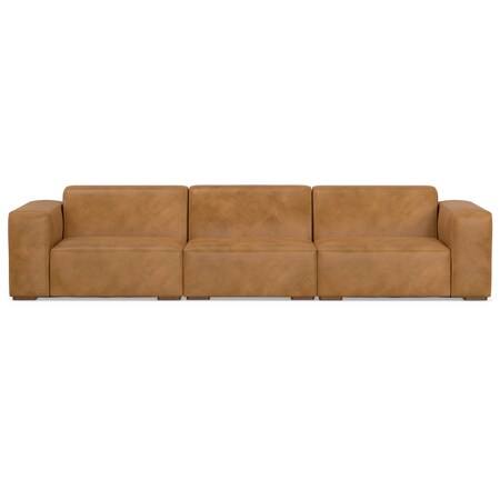 Homeroots 122" Sienna Leather Modular Sofa With Brown Legs 641013