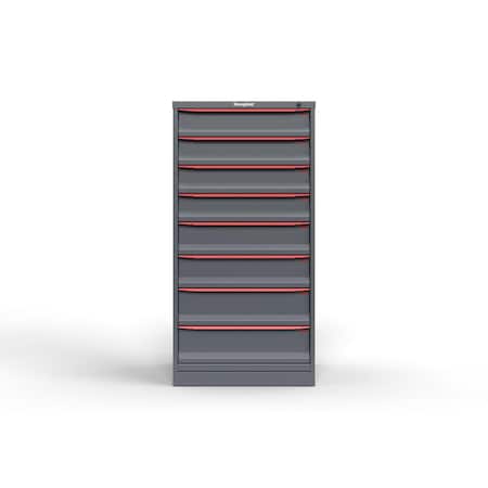 Strong Hold 8 drawer cabinet - (4x 5ft, 2x 6ft, 2x 7ft) - Red accents - Keyed Alike S3060-PPAAS-0802DS