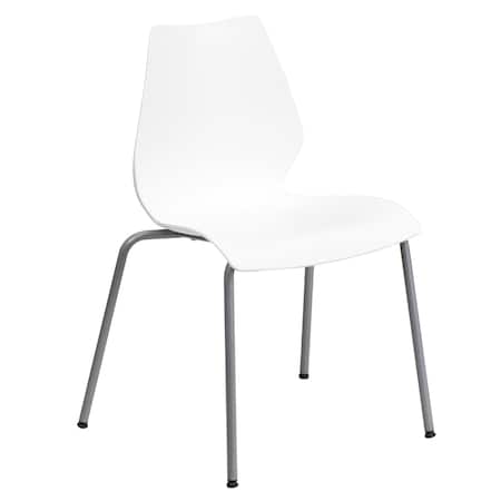 Flash Furniture Stack Chair w/Support, 770 lb. Capcty, Wht RUT-288-WHITE-GG