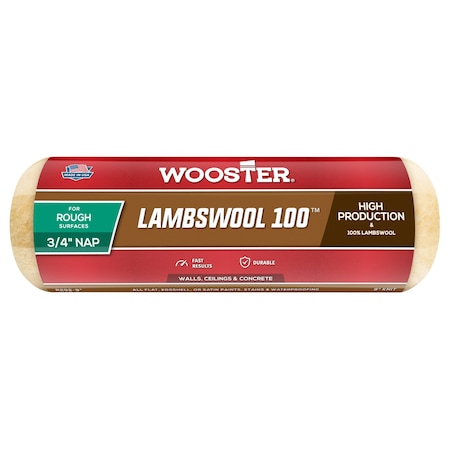Wooster 9" Paint Roller Cover, 3/4" Nap, Knit Lambswool R292-9