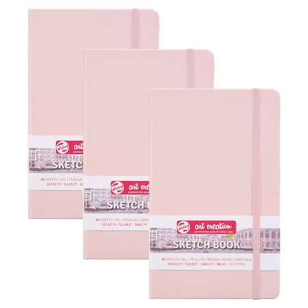 Talens Art Creation Sketchbook, 80 Sheets, 90lbs, Pastel Pink Cover, 5.1'' x 8.3'', 3PK 9314012M