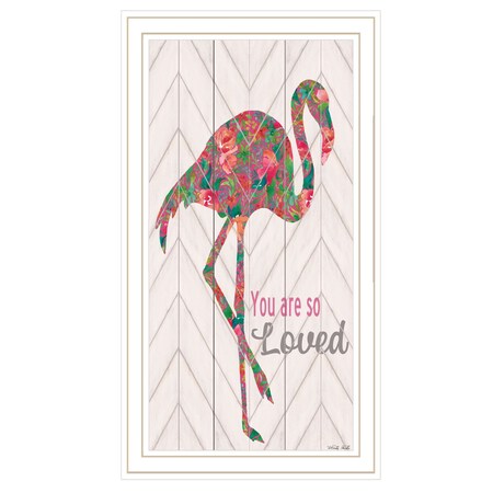 Homeroots You are so loved Flamingo White Framed Print Wall Art 529779