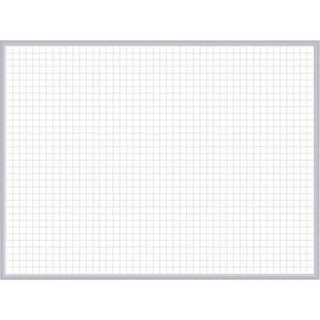 Ghent Dry Erase Board, Steel, 48 1/2 in, 72 1/2 in, Aluminum Frame, White/Gray, Gloss GRPM321G-46