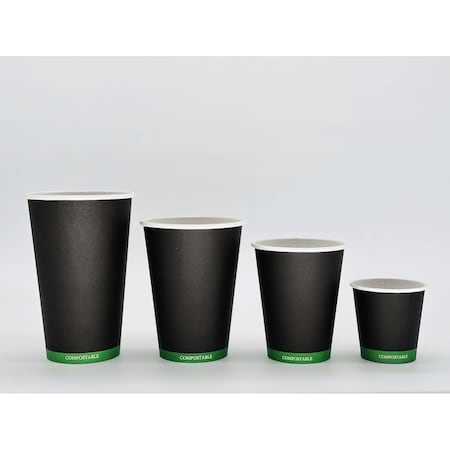 Verterra 8 OZ PAPER CUP-BLACK, 1000 COUNT CASE, 50 COUNT INNERS, 1000PK VT-HTCUP-08B