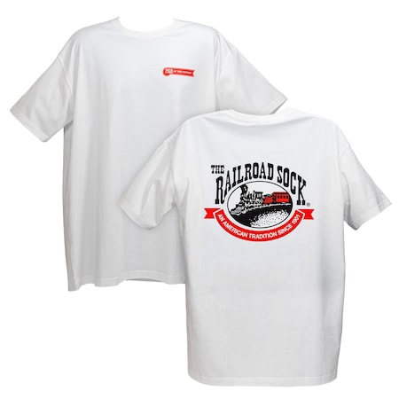 Railroad Sock Logo Tee, White, Medium Tee-Wt-M