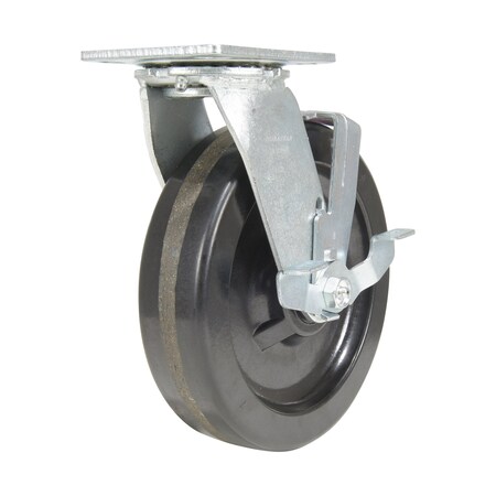 Vestil Phenolic Swivel With Brake Caster 8 In. Diameter x 2 In. Width 1250 Lb. Capacity Black CST-VE-8X2PH-SWB