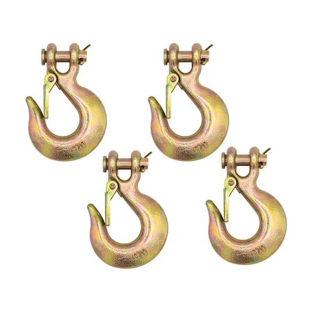 Mytee Products 4 Pack 1/4in G70 Clevis Slip Hook w/ Latch 2860 # WLL Trailer Safety Chain Hook, 4PK CH14-SH-Lx4
