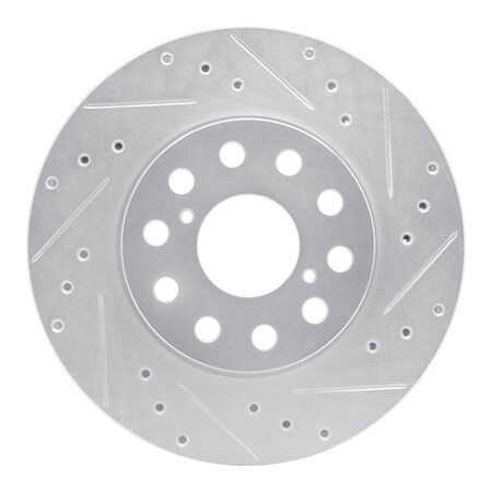 Dynamic Friction Co DFC Brake Rotor - Drilled and Slotted - Silver 631-76058R
