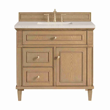 James Martin Vanities Lorelai 36" Single Vanity, Light Natural Oak, w/ 3 CM Siberian Silestone Top 424-V36-LNO-3SFR