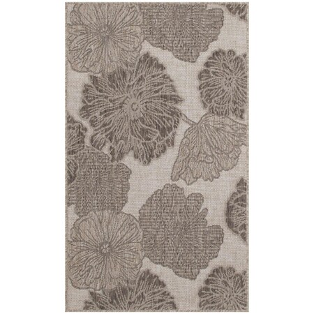 Homeroots 3' X 5' Natural And Ivory Floral Indoor Outdoor Area Rug 554908