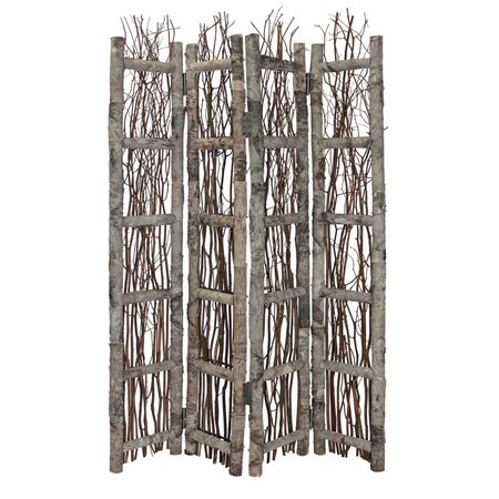 Homeroots 64" Brown Solid Wood Folding Four Panel Screen Room Divider 415071
