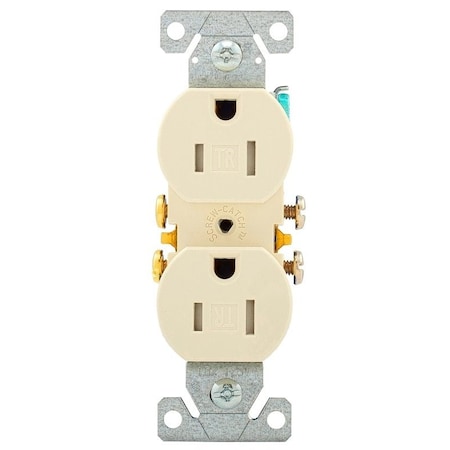 Eaton Wiring Devices Straight Blade Receptacle, 5-15R, 15 A, 125V AC, 2 Pole, 3 Wire, Flush Mount, Grounded TR270LA