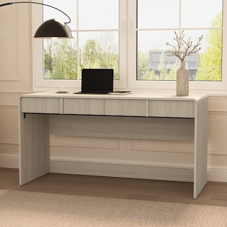 Manhattan Comfort Novara 60in Writing Desk in Whitewashed Oak (2-Drawer) DK1672-1