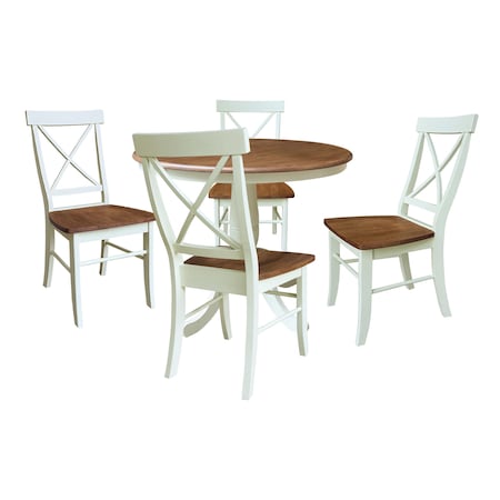 Whitewood Industries Rectangular Extension Dining Table W/ 4 Chairs, 36 in W, 29.3 in L, 48 in H, Parawood, 5 K79-36RXT-C613-4