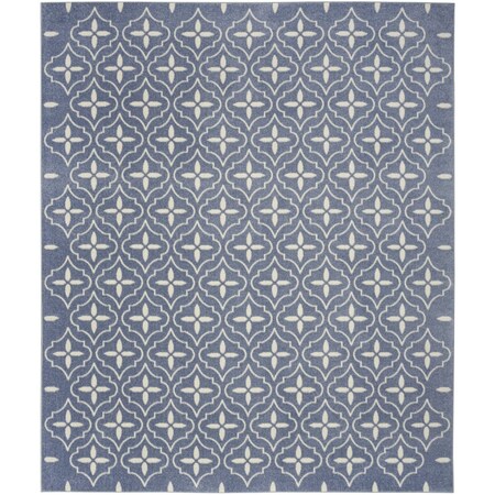 Homeroots 6' X 9' Blue And Ivory Geometric Indoor Outdoor Area Rug 572905