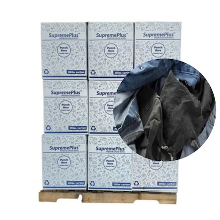 Supremeplus Recycled Denim Cloth Material Cleaning Rags, 675 lbs. Pallet, 27x 25 lbs. Boxes, 27PK SP-0097