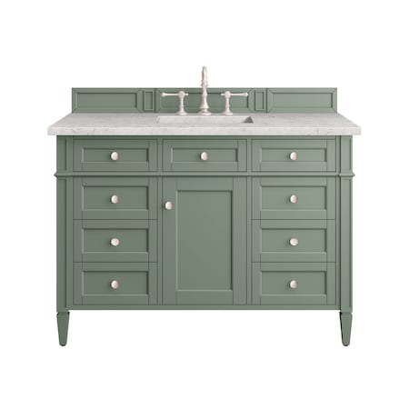 James Martin Vanities Brittany 48'' S Vanity, Smokey Celadon w/ Jasmine Pearl Top w/FreePower Wireless Charger 650-V48-SC-FEJP