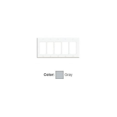Leviton Decora Wallplate, Standard Size, Gang 5, Gray 80423-GY