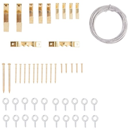 Prosource Picture Hanger Kit, Steel, Brass, Brass, 39-Piece PH-82109-PS