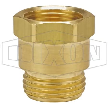 Dixon Garden Hose Adapter, 3/4-14 x 3/4-11-1/2 Nominal, FNPT x Male Garden Hose Threaded End Style, Brass,  5071212C