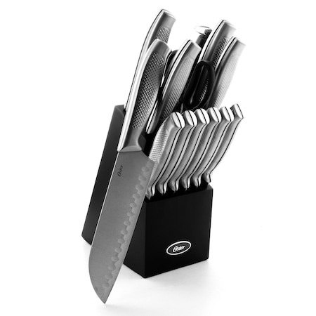 Oster Edgefield 14 Piece Stainless Steel Cutlery Knife Set with Black Knife Block 111913.14