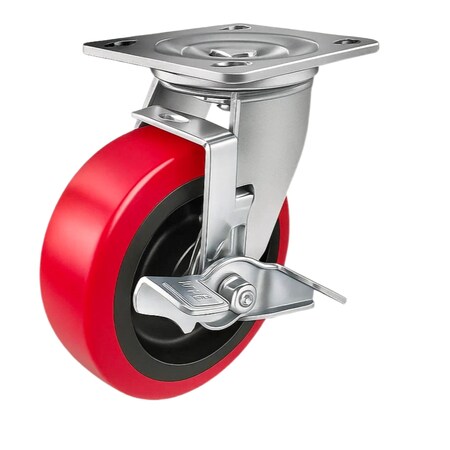 Hyw Products Heavy Duty Caster 6in Polyurethane on Plastic Wheel, Swivel with Brake 40-60S-A1-PU-TB