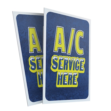 Signmission A/C Service Here, Plastic Signs Only 24 Inch x 36 Inch, Corrugated Plastic, 2PK CSB-2436-2PACK-30338
