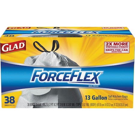 Glad ForceFlex 13 gal No Scent Scent Tall Kitchen Bags Drawstring 40 pk 0.72 mil 70355