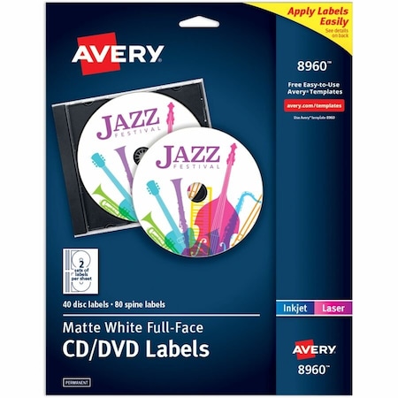 Avery CD Labels, Print to the Edge, Permanent 8960