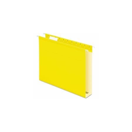 Pendaflex Extra Capacity Reinforced Hanging File Folders, 2" Capacity, Letter Size, 1/5-Cut Tabs, Yellow, 25PK PFX4152X2YEL