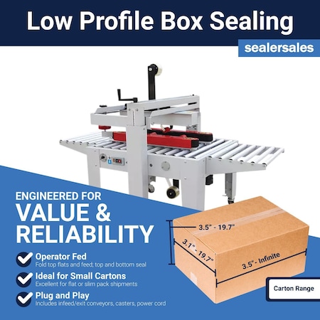 Sealer Sales Low Profile Carton Sealer, 2 Side Drive Belts CS-5050AS