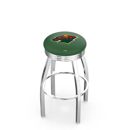 Holland Bar Stool Co 25" Chrome Minnesota Wild Swivel Bar Stool, Accent Ring L8C3C25MinWld