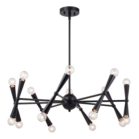 Vaxcel Drake Matte Black Mid-Century Modern 16 Light Chandelier Light Ceiling Fixture H0292