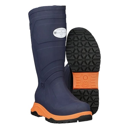 Heartland Footwear Men's Leader TD Heavy Duty Rubber Boot, Steel Toe, 15 in Height, Dark Blue/Orange, 9 50181-09